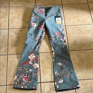 North Face Floral Snow Pants - Green and Pink